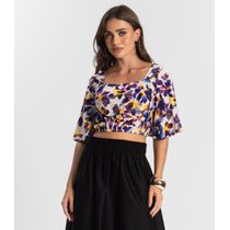 Blusa Cropped Feminina Estampada Endless Roxo