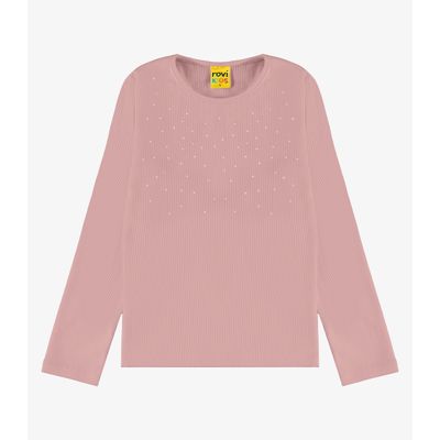 Blusa de Manga Longa em Ribana 2x1 Rovi Kids Rosa 4 / Rosa