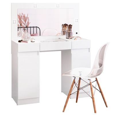 Camarim Palumóveis Studio com 2 Portas 3 Gavetas e Espelho Branco Fosco com Liso