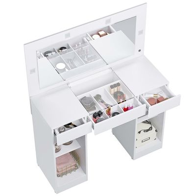 Camarim Palumóveis Studio com 2 Portas 3 Gavetas e Espelho Branco Fosco com Liso