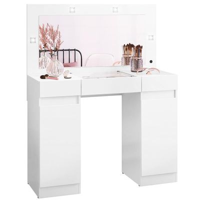 Camarim Palumóveis Studio com 2 Portas 3 Gavetas e Espelho Branco Fosco com Liso