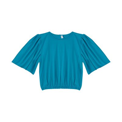 Blusa Feminina Com Franzido Na Manga Infinita Cor Azul GG / Azul