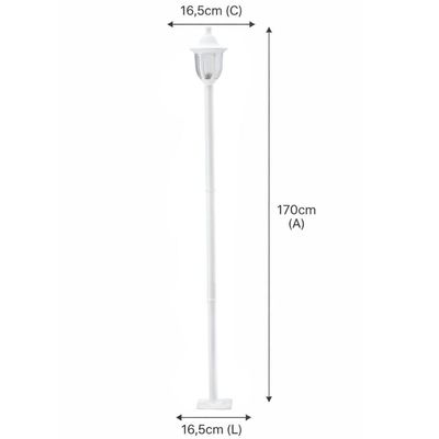 Kit 4 Postes para Jardim Luminária Externa de Chão 1,7m Alumínio Branco Clássico Bivolt Modena Dital