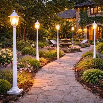 Kit 4 Postes para Jardim Luminária Externa de Chão 1,7m Alumínio Branco Clássico Bivolt Modena Dital