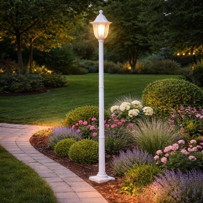 Kit 4 Postes para Jardim Luminária Externa de Chão 1,7m Alumínio Branco Clássico Bivolt Modena Dital