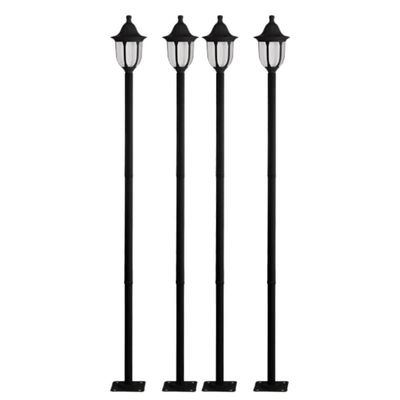 Kit 4 Postes de Iluminação Preto para Praça Tubo em Alumínio Lâmpada E27 Termoplástico Jardim Dital