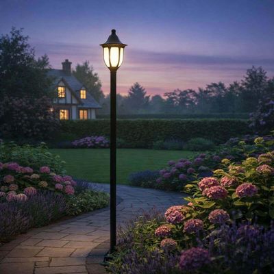 Kit 4 Postes de Iluminação Preto para Praça Tubo em Alumínio Lâmpada E27 Termoplástico Jardim Dital