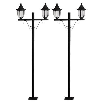 Kit 2 Postes Duplos Iluminação Externa Praça Jardim Alumínio Preto Modena Dital Clássico