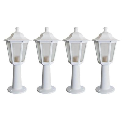 Kit 4 Balizadores Brancos Iluminação Externa Jardim Termoplástico Lente Fosca Grega Dital