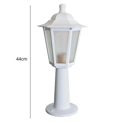 Kit 4 Balizadores Brancos Iluminação Externa Jardim Termoplástico Lente Fosca Grega Dital