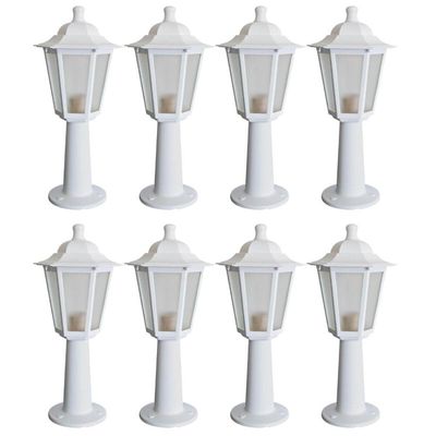 Conjunto 8 Balizadores para Jardim Iluminação Externa Branco Termoplástico Lente Fosca Grega Dital