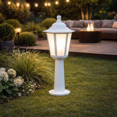 Conjunto 8 Balizadores para Jardim Iluminação Externa Branco Termoplástico Lente Fosca Grega Dital