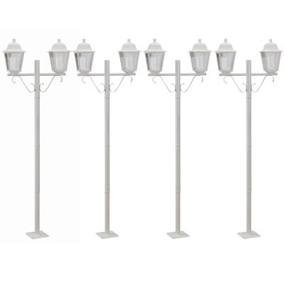 Kit 4 Postes Externos Luminárias 1,95M Bivolt Poste Iluminação 2 Lâmpadas E27 Lente Transparente