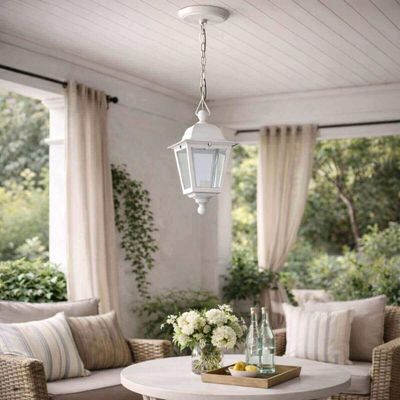 Kit 8 Luminárias Pendentes Elegante Branca Lente Transparente Termoplástico Lâmpada E27 Dital