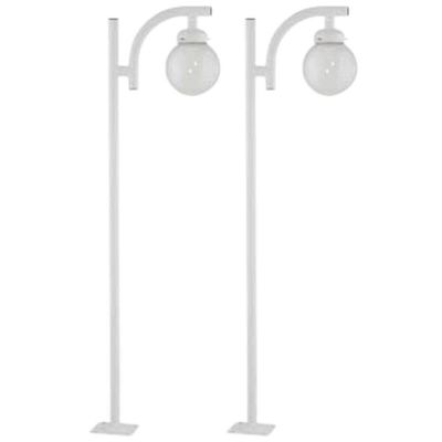 Kit 2 Postes Iluminação Externa Branco 2m em Alumínio Global Dital Jardim Praça sem Globo