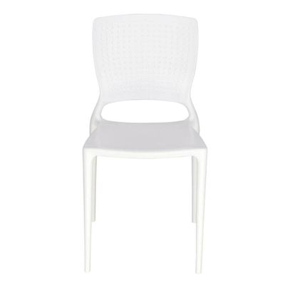 Kit 4 Cadeiras Plásticas Encosto Perfurado Tramontina Summa Safira Branco Cozinha Varanda