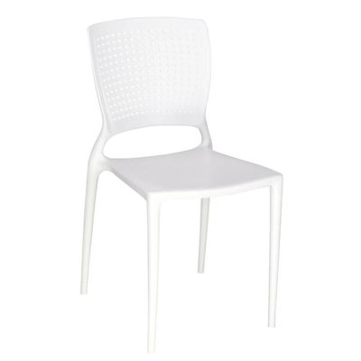 Kit 4 Cadeiras Plásticas Encosto Perfurado Tramontina Summa Safira Branco Cozinha Varanda