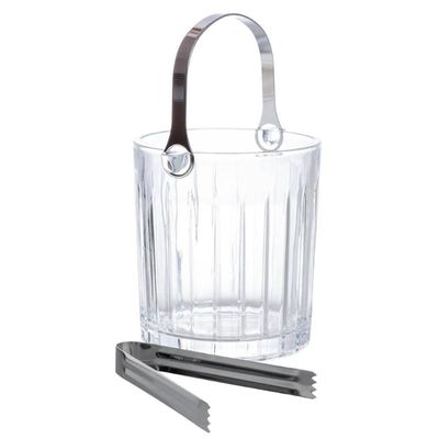 Balde de Gelo Cristal com Pinça e Alça 1L Linha Soho L'Hermitage Acessórios Bar