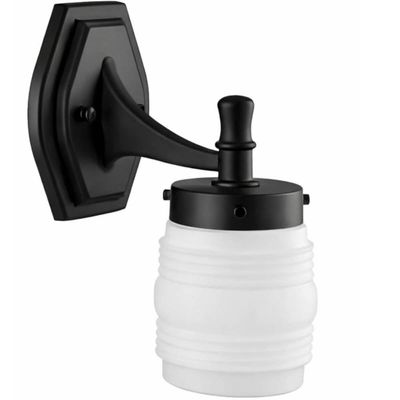 Arandela Parede Jardins com Globo Timoneiro Leitoso 16x28cm Preto Bivolt E27 Dital