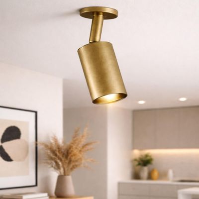 Spot de Teto em Alumínio Dourado Redondo Luminária Interna de Sobrepor Bivolt Neo Dital