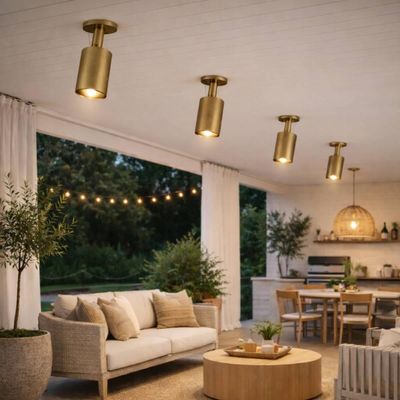 Spot de Teto em Alumínio Dourado Redondo Luminária Interna de Sobrepor Bivolt Neo Dital