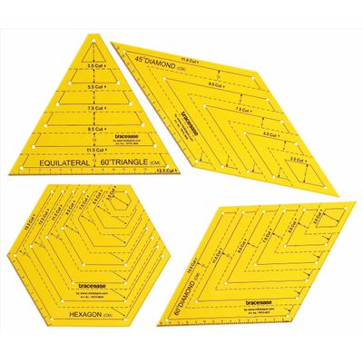 Kit 4 Moldes Quilting Traceease Trace Simple Trace Stable, Molde de Desenho, Ferramentas DIY, Régua Plástica Angular p/ Têxtil - IBA Crafts Amarelo