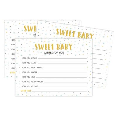 Cartões 'Desejos para o Bebê' para Chá de Bebê (Menino, Menina) Tema Pássaro, Atividades, Itens para Festa - Pacote 50 - Inkdotpot 11,43 Cm × 13,97 Cm / Branco