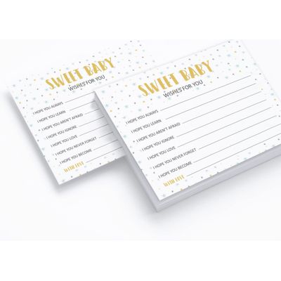 Cartões 'Desejos para o Bebê' para Chá de Bebê (Menino, Menina) Tema Pássaro, Atividades, Itens para Festa - Pacote 50 - Inkdotpot 11,43 Cm × 13,97 Cm / Branco