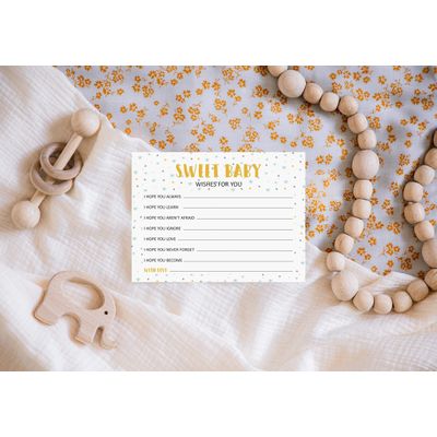 Cartões 'Desejos para o Bebê' para Chá de Bebê (Menino, Menina) Tema Pássaro, Atividades, Itens para Festa - Pacote 50 - Inkdotpot 11,43 Cm × 13,97 Cm / Branco