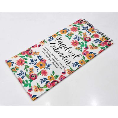 Calendário Perpétuo Floral para Parede, Lembrete de Aniversário e Eventos, Caderno/Planejador/Organizador/Cartão Presente - Inkdotpot 27,94 Cm × 13,72 Cm / Multicolorido