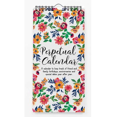 Calendário Perpétuo Floral para Parede, Lembrete de Aniversário e Eventos, Caderno/Planejador/Organizador/Cartão Presente - Inkdotpot 27,94 Cm × 13,72 Cm / Multicolorido