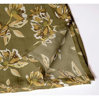 Guardanapos de Musselina de Algodão Esplendor de Outono, Conj. 12, 51 x 51 cm, Estampa Floral Verde Terroso, Lavável à Máquina - Vargottam 50,8 Cm × 50,8 Cm – Pacote Com 12 Peças / Verde