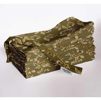 Guardanapos de Musselina de Algodão Esplendor de Outono, Conj. 12, 51 x 51 cm, Estampa Floral Verde Terroso, Lavável à Máquina - Vargottam 50,8 Cm × 50,8 Cm – Pacote Com 12 Peças / Verde