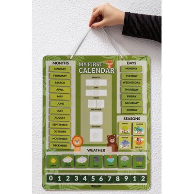 Meu Primeiro Painel de Calendário para Crianças, Parede da Pré-Escola Mês/Data/Dia/Clima/Estação (42 Peças), 37 x 29 cm (Verde) - Inkdotpot 36,83 Cm × 29,21 Cm / Verde