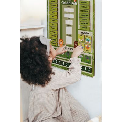 Meu Primeiro Painel de Calendário para Crianças, Parede da Pré-Escola Mês/Data/Dia/Clima/Estação (42 Peças), 37 x 29 cm (Verde) - Inkdotpot 36,83 Cm × 29,21 Cm / Verde