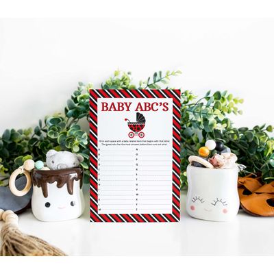 Pacote com 50, Coleção Chá de Bebê para Menina, Jogo ABC, Jogos Divertidos, Atividades e Decorações Tema Joaninha - Inkdotpot 12,7 Cm × 17,78 Cm / Branco