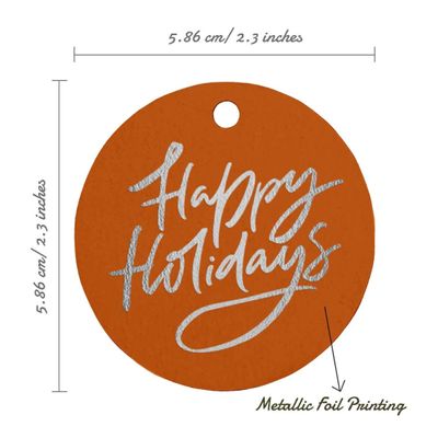 Etiquetas de Papel para Lembrancinhas 'Boas Festas' Pendentes em Metalizado para Artesanato - Inkdotpot 100 Etiquetas Metalizadas / Laranja - Prata