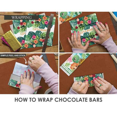 Rótulos para Embalagem de Barra de Chocolate para Chá de Bebê Tema Dinossauro Menina/Menino - Pacote com 30 Unidades (Sem Doce) - Inkdotpot 13,72 Cm × 14,73 Cm / Branco