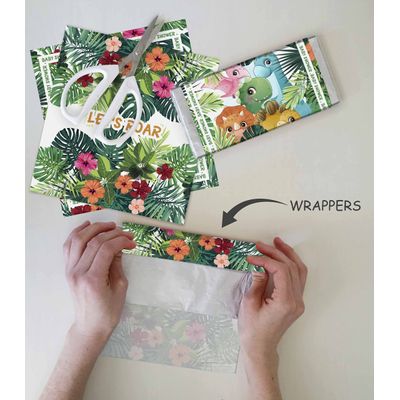 Rótulos para Embalagem de Barra de Chocolate para Chá de Bebê Tema Dinossauro Menina/Menino - Pacote com 30 Unidades (Sem Doce) - Inkdotpot 13,72 Cm × 14,73 Cm / Branco