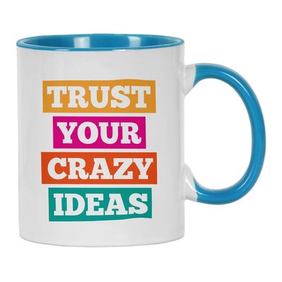 Caneca de Cerâmica 325 ml 'Confie em Suas Ideias Malucas' Frase Engraçada Para Funcionários, Chefes e Colegas - Inkdotpot 325 Ml / Azul