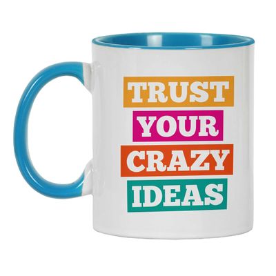 Caneca de Cerâmica 325 ml 'Confie em Suas Ideias Malucas' Frase Engraçada Para Funcionários, Chefes e Colegas - Inkdotpot 325 Ml / Azul