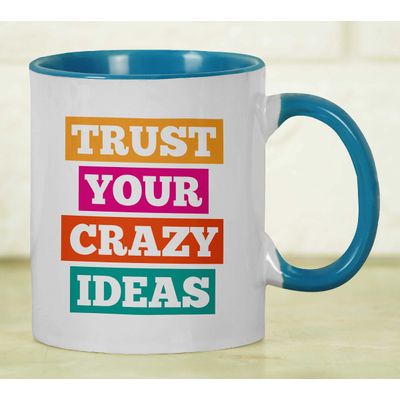 Caneca de Cerâmica 325 ml 'Confie em Suas Ideias Malucas' Frase Engraçada Para Funcionários, Chefes e Colegas - Inkdotpot 325 Ml / Azul