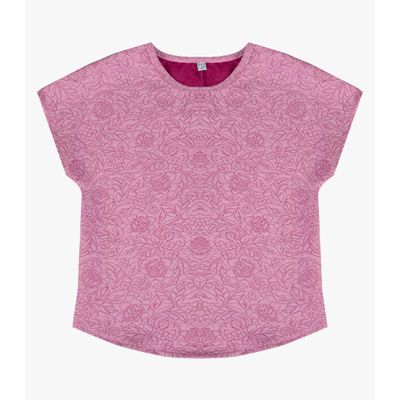 Blusa Feminina Em Florida Malha Infinita Cor Rosa GG / Rosa