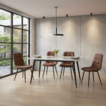 Kit Mesa de Jantar com Tampo Granito e 4 Cadeiras 120cm Caemmun