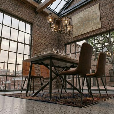 Kit Mesa de Jantar com Tampo Granito e 4 Cadeiras 120cm Caemmun Marrom