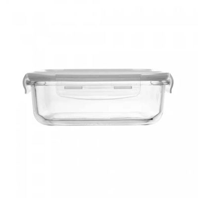 Pote Hermético Vidro com Tampa 640ml Lyor Transparente 17,5cm Porta Mantimentos Retangular