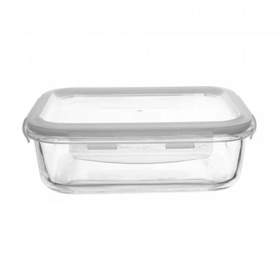 Pote Hermético Vidro com Tampa 640ml Lyor Transparente 17,5cm Porta Mantimentos Retangular