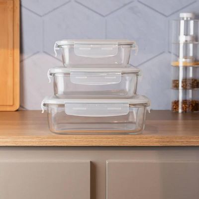 Pote Hermético Vidro com Tampa 640ml Lyor Transparente 17,5cm Porta Mantimentos Retangular
