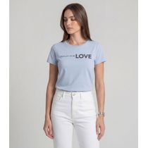 Blusa Feminina Cotton Com Estampa Infinita Cor Azul