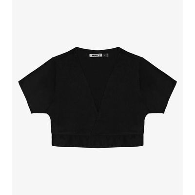 Blusa Cropped Juvenil Em Viscopoly Minty Preto 16 / Preto